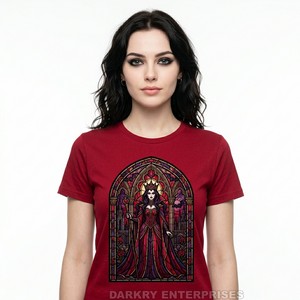 T-shirt Vintage Gothique Crâne de Vampire Femme, Motif Chauve-souris, Coton Noir, Fabricant de Vêtements Personnalisés, Hauts Rétro Punk, OEM - Product Image 4