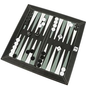 AQDAS INDUSTRIES <b>Backgammon</b> Board Game Set Leather Foldable Portable Travel Size 2 Players with Dice and Checkers - Product Image 3