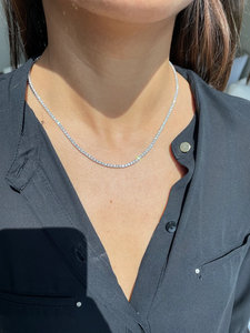 Solid Women's Rhodium Plated Zinc Alloy Cubic Zirconia <b>Snake</b> Chain Necklace Minimalist Daily Wear Jewelry - Product Image 4