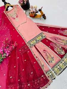 Robe de soirée Bollywood traditionnelle indienne et pakistanaise en GEORGETTE, séchage rapide, style Plazzo, pour mariage et occasions spéciales - Product Image 4