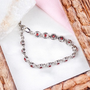 Latest High Quality Garnet Faceted Cut Gemstone Cubic Zircon 925 Sterling Silver Women's <b>Bracelet</b> Handmade Trendy Wedding Gift - Product Image 3