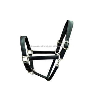 Collier de tête pour cheval en cuir noir premium sur mesure de haute qualité avec quincaillerie en laiton robuste et réglable - Product Image 1