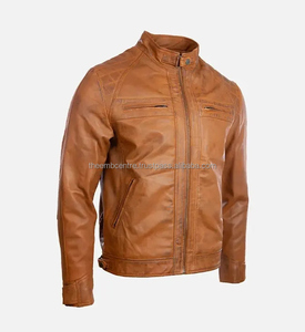 Veste en cuir élégante pour hommes veste en cuir la plus vendue dernière mode pour hommes épaule matelassée Tan Cafe Racer veste en cuir pour hommes - Product Image 2