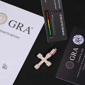 Pendentif Hip Hop Croix en Moissanite Ronde Brillante Effet Glace, Bijou Personnalisable en Argent Sterling 925 pour Femme - Product Image 6