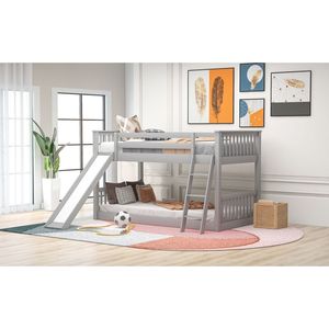Cama litera doble sobre doble gris con tobogán y escalera convertibles, camas infantiles, SKU antiguo SM000213 - Product Image 6