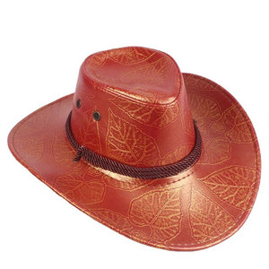 New Arrival Leather Material Western <b>Hat</b> Unisex <b>Flat</b> Top Cowboy Jazz <b>Cap</b> Fashionable Gift Idea - Product Image 1