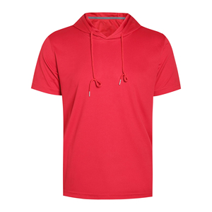 Custom Logo Men's Short Sleeve Hooded Sportswear Ergonomic Gym Pullover Performance Workout Hoodie <b>Athletic</b> Hooded T-shirt - Product Image 1