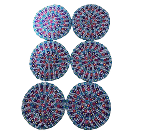 Juego de Posavasos Decorativos Hechos a Mano con Cuentas de Semillas, Diseños Únicos para Té y Café, Posavasos de Cuentas Hechos a Mano - Product Image 1
