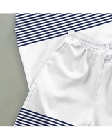 Men's Customizable Striped Sleeveless Tank Top Set White Blue Knitted Breathable Casual Summer Wear Crew Neck Short Top Shorts