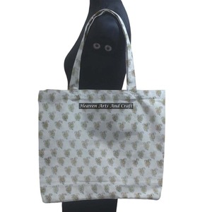 2026 nouveau sac à provisions carré en coton imprimé à bloc complet personnalisé avec sac fourre-tout de plage à motif de 2 poignées - Product Image 1