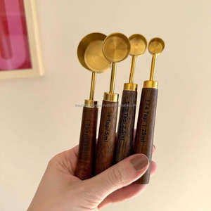 Juego de Cucharas Medidoras de Lujo, 4 Piezas, Ecológicas, Más Vendidas, de Acero Inoxidable con Mangos de Madera, Precio Económico - Product Image 1
