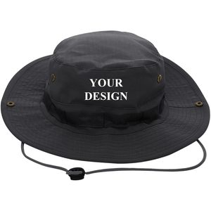 2025 Sports Sun Hat bordado Boonie Bucket gorra de pesca con correa para la barbilla y Snap up lados - Product Image 2