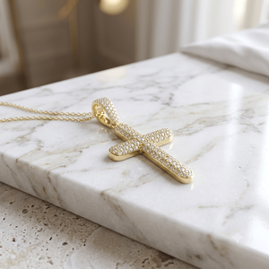 Colgantes y Dijes de Lujo de Oro Sólido de 10K con Cruz de Jesús y Diamantes Cultivados en Laboratorio, Diseño Religioso Cristiano Personalizado, de Última Tendencia - Product Image 4