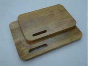 Round Wood Chopping <b>Board</b> With Handle Natural Finish Kitchen Cutting Block - Product Image 3