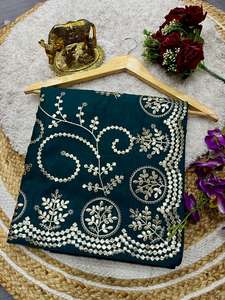 Sari en soie pure HO de haute qualité, design élégant, travail de Gota en feuille lourde, tenue de soirée, style moderne, toutes saisons - Product Image 4