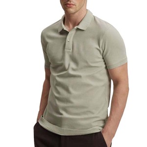 Polo à manches courtes pour homme, couleur unie, décontracté, tricoté, boutonné devant, coupe classique, coton piqué respirant - Product Image 1