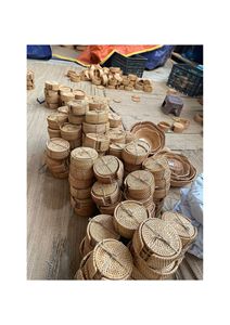 Premium Handmade Eco-Friendly Durable Vintage Round Rattan Placemat & <b>Coasters</b> Set for Dining Table Decor - Product Image 5