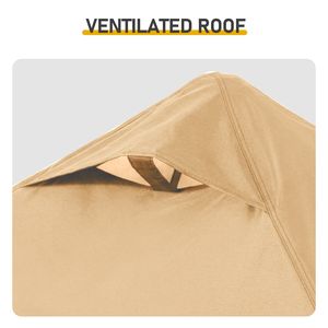 Gazebo de poliéster caqui de 5x8 pies con rejilla de ventilación, estructura de toldo plegable con recubrimiento de polvo negro y bandejas de malla doble para transporte de villas - Product Image 5