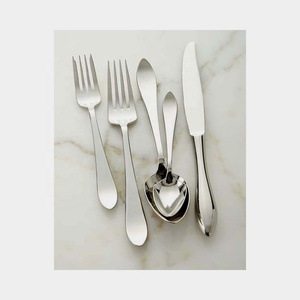 Stainless Steel <b>Flatware</b> <b>Set</b> with Handmade Hammered Long Handle Design Modern Look Cutlery <b>Set</b> for Wedding - Product Image 2