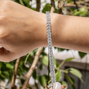 Pulsera de Oro Blanco con Diamantes, Corte Brillante Redondo, Color D, Natural, Certificado GIA, Joyería Clásica para Mujer, para Boda - Product Image 5