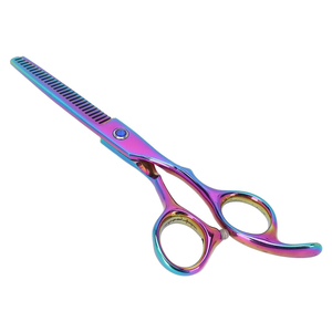 Ciseaux à effiler les cheveux multicolores avec poignée antidérapante, 6,0 pouces, ciseaux de barbier en acier inoxydable haute dureté, outils pour cheveux - Product Image 1