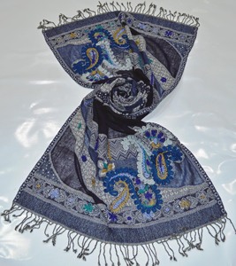 Elegant Women's Winter Scarf Shawl <b>Wool</b> Paisley Jacquard Embroidery Printed Design Full Warm Wear Organic Traditional Shawls - Product Image 4