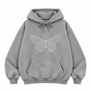 Sudadera con Capucha Oversize para Hombre, con Pedrería de Mariposa, Tejida, Estilo Urbano, para Otoño - Product Image 4