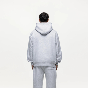 Ensemble de survêtement homme 2 pièces en molleton 100 % coton, coupe oversize, couleur unie, avec capuche et pantalon de jogging, style hip-hop, vente en gros - Product Image 2