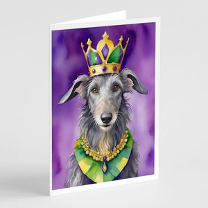 Scottish Deerhound King Mardi Gras Carte de vœux Pack 8 cartes vierges A7 Taille 5x7 avec enveloppes Design fantaisiste - Product Image 1