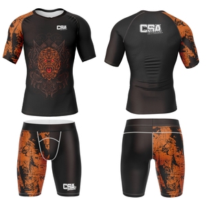 Vêtements de sport MMA très demandés, rashguard et shorts BJJ, tissu Spandex personnalisé, impression par sublimation, vêtements de compression pour hommes - Product Image 1