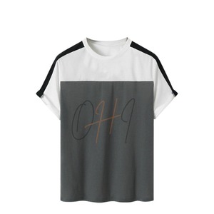 T-shirt à manches courtes pour homme, col rond, respirant, 100% coton, avec motif tie-dye blanc, anthracite et noir - Product Image 1