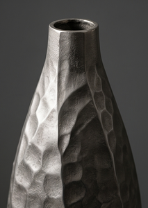 Vase à fleurs moderne en métal argenté, centre de table de luxe à facettes martelées, récipient décoratif pour la maison, l'hôtel, vente en gros - Product Image 5