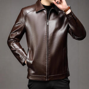 Chaqueta de Motociclista de Cuero para Hombre, Estilo Urbano, Resistente al Viento e Impermeable, Cuello Alto, Forro de Cuero Genuino, Invierno - Product Image 3