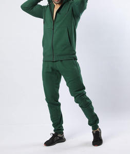 Ensemble de survêtement vert à capuche pour homme – Sweat-shirt zippé et pantalon décontracté en coton respirant de couleur unie – Tenue de jogging pour l'automne - Product Image 6