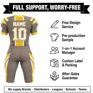 Ensemble d'uniformes de football américain personnalisés pour hommes, sublimés, col en V, manches courtes, polyester respirant, ajustés, toutes saisons - Product Image 2