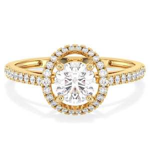 Bague de fiançailles REYES, dernier design, or jaune 14K 18K, diamant de laboratoire taille ronde 1 carat, cadeau de luxe pour anniversaire, bijoux - Product Image 1