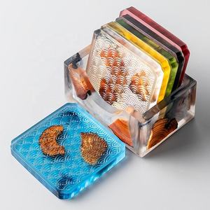 Handmade Resin Coasters with Real Dried Flowers and Leaves Artistic Handmade Epoxy Resin Tea Coaster Set for table ware - Product Image 4