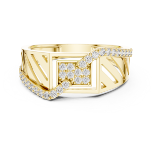 Anillo Minimalista DYNASTY WAVE para Hombre, con Diamante Cultivado en Laboratorio, Bañado en Rodio, Oro Amarillo de 18K, para Boda, Compromiso, Regalo, Uso Diario - Product Image 1