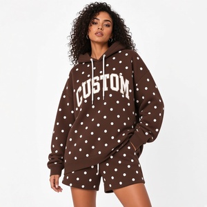 Conjunto de Dos Piezas de Invierno para Mujer, Estilo Casual, Transpirable, con Capucha y Bolsillo Frontal, Diseño de Puntos, 100% Poliéster, Personalizado 2026 - Product Image 2