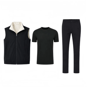 Ensemble de survêtement réversible à fermeture éclair pour homme, 2 pièces, veste et pantalon de jogging, tricoté, thermique, tenue décontractée, automne - Product Image 3