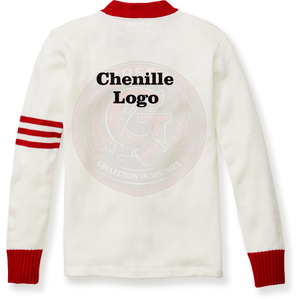 Cardigan en tricot blanc et rouge pour fraternité et sororité, à manches longues et boutons, pour hommes et femmes, pull à col en V pour hommes, tenue universitaire - Product Image 2