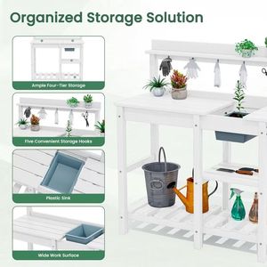 Resistente alle intemperie in legno giardino Workstation panca per invasatura all'aperto tavolo mensola di stoccaggio per piantare Patio cortile uso balcone - Product Image 3