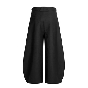 Pantalones Anchos Negros para Hombre, Cintura Alta, Algodón, Casuales, con Bolsillos Laterales, Antiarrugas, Estilo Otoñal - Product Image 1
