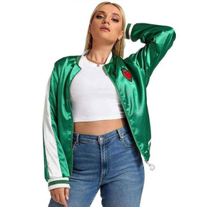 Chaqueta Varsity de Satén para Mujer, Cómoda y Resistente al Viento, Fabricada en Fábrica OEM ODM, Prenda Exterior de Moda con Cierre Frontal, Chaqueta de Béisbol de Satén - Product Image 5