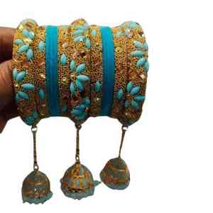 Ensemble de bracelets de mariage islamiques tendance et luxueux plaqués or, style traditionnel, avec pierres Kundan, bijoux pour femmes - Product Image 2