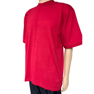 T-shirt rouge à manches courtes pour homme, col rond, 100 % coton, coupe classique, jersey décontracté, couleur unie, design simple - Product Image 1