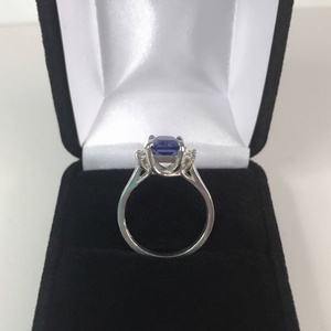 <b>Emerald</b> Cut Tanzanite <b>Ring</b> with Cubic Zirconia Accents IGI Certified Sterling <b>Silver</b> December Birthstone Bridal Gift for Women - Product Image 3