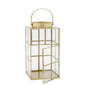 Décorations élégantes pour la maison, porte-bougie en verre avec cadre en métal doré, lanterne pour table et sol - Product Image 2