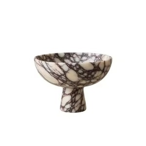 Cuenco de mármol blanco hecho a mano con pedestal, bandeja de frutas de piedra natural con base, cuenco decorativo de lujo para mesa, centro de mesa para decoración del hogar - Product Image 5