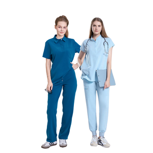 FACTORY garments in VN nursing <b>scrubs</b> wide leg comfortable medical uniforms sets stand collar short sleeves - OEM/ODM/LOW MOQ - Product Image 1
